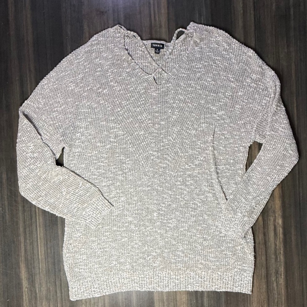 Torrid V-Neck Sweater Criss Cross Plus Size Knit Pullover Top Size 3